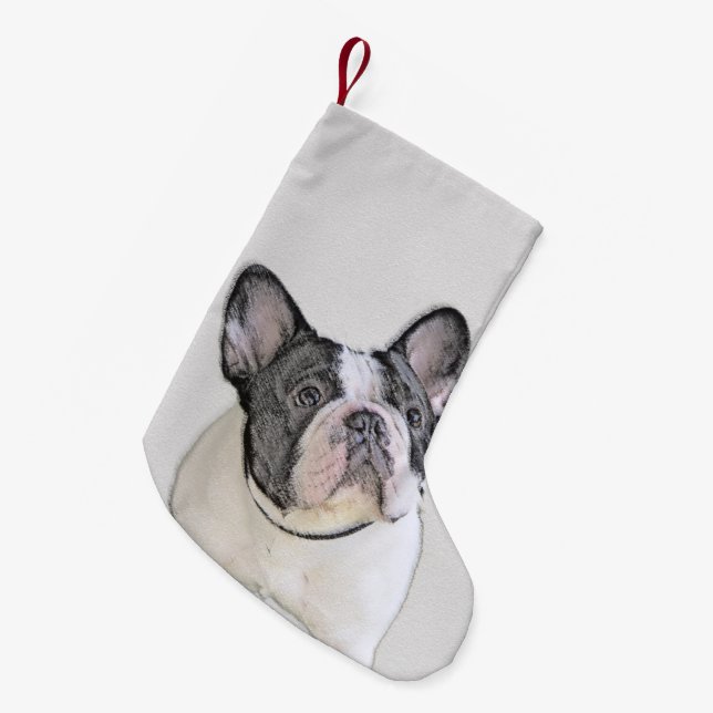 Petite Chaussette De Noël Peinture française de Bulldog (Pied de broche) - A (Devant (Accrochage))