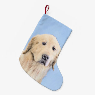 Petite Chaussette De Noël Peinture Golden Retriever - Joli art original chie