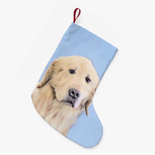 Petite Chaussette De Noël Peinture Golden Retriever - Joli art original chie (Devant (Accrochage))
