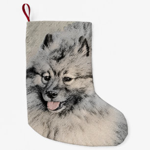 Petite Chaussette De Noël Peinture Keeshond Brothers - Art Chien original