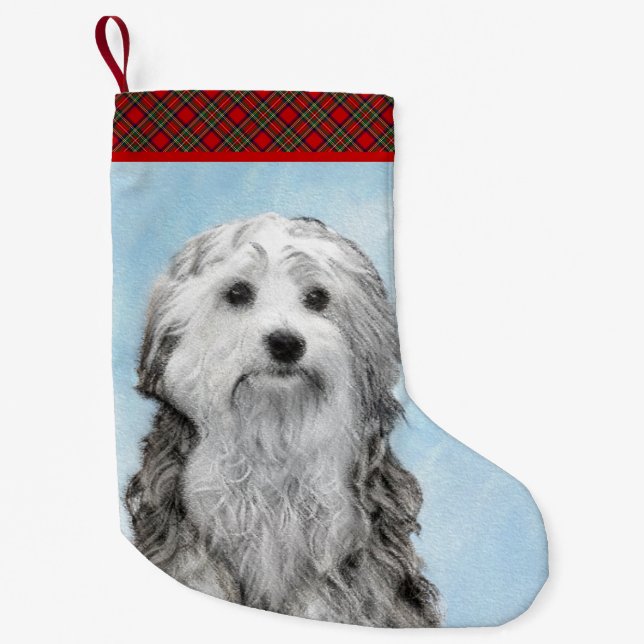 Petite Chaussette De Noël Peinture Lowchen - Cute Original Chien Art (Devant)