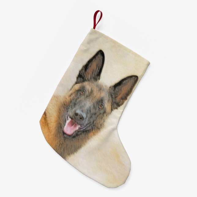 Petite Chaussette De Noël Peinture Malinoise belge - Cute Original Chien Art (Devant (Accrochage))
