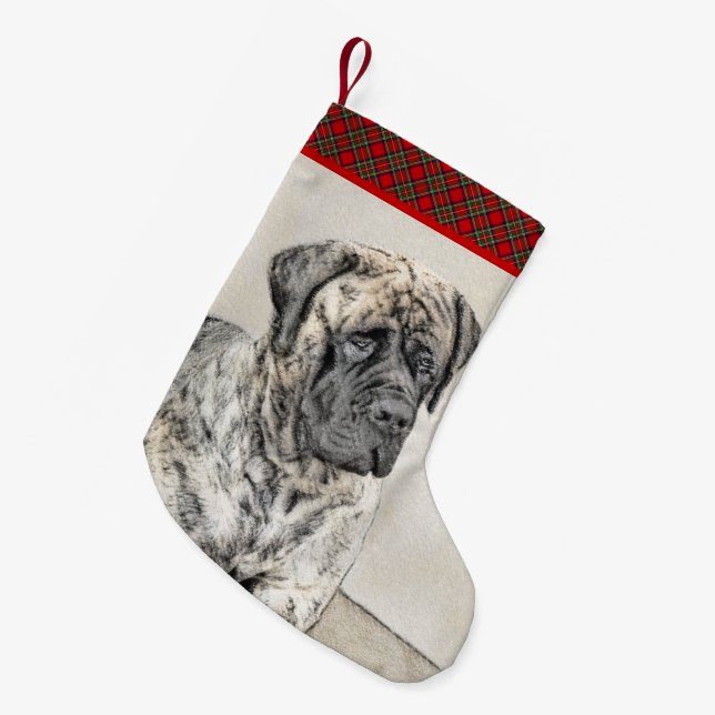 Petite Chaussette De Noël Peinture mastiff anglaise (Brindle) - Dog Art (Devant (Accrochage))