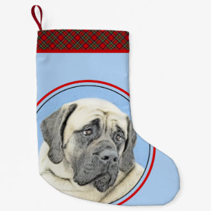 Petite Chaussette De Noël Peinture mastiff anglaise (Fawn) - Art original de
