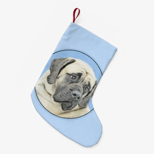 Petite Chaussette De Noël Peinture Mastiff (Fawn) anglaise - Art Chien origi