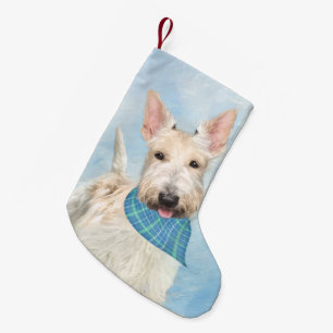 Petite Chaussette De Noël Peinture originale de chien Wheaten Terrier Écossa