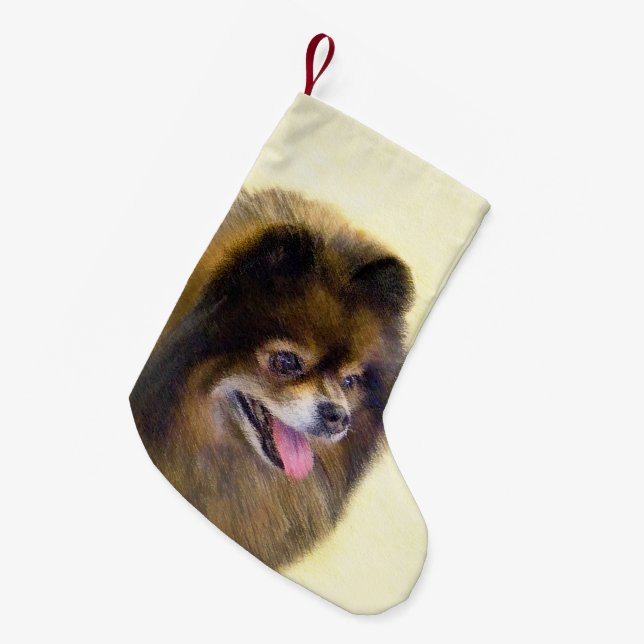 Petite Chaussette De Noël Peinture Poméranienne Noir et Tan Art Chien origin (Devant (Accrochage))