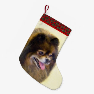 Petite Chaussette De Noël Peinture Poméranienne Noir et Tan Art Chien origin