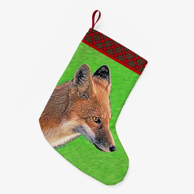 Petite Chaussette De Noël Peinture Red Fox - Art original de la faune (Devant (Accrochage))