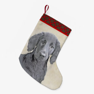 Petite Chaussette De Noël Peinture Retriever à revêtement plat - Art Chien o