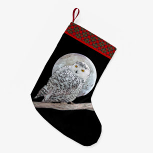 Petite Chaussette De Noël Peinture sur la Chouette des neiges et la Lune - A