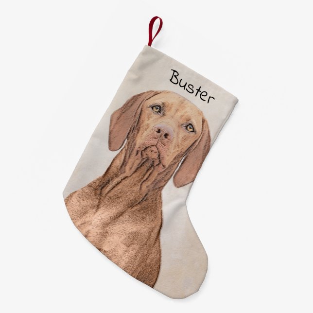 Petite Chaussette De Noël Peinture Vizsla - Joli art original chien (Devant (Accrochage))