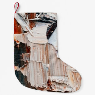 Petite Chaussette De Noël Peintures et reliefs à l'huile de pâte incorporée.