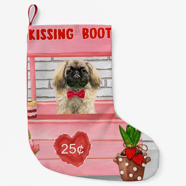 Petite Chaussette De Noël pekingese Chien Valentine's Day Kissing Booth (Devant)