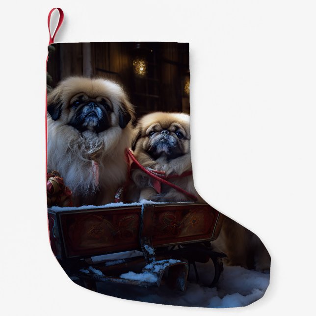 Petite Chaussette De Noël Pékinois période de fêtes de Noël (Devant)