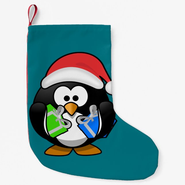 Petite Chaussette De Noël Penguin avec cadeaux (Devant)