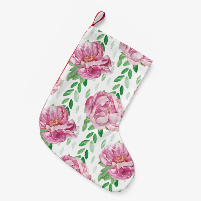 Petite Chaussette De Noël Peonies d'aquarelle rose (Devant (Accrochage))