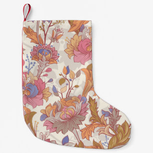Petite Chaussette De Noël Peonies décoratives : motif floral coloré.