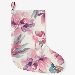 Petite Chaussette De Noël Peonies Motif sans sourire. Arrière - plan aquarel