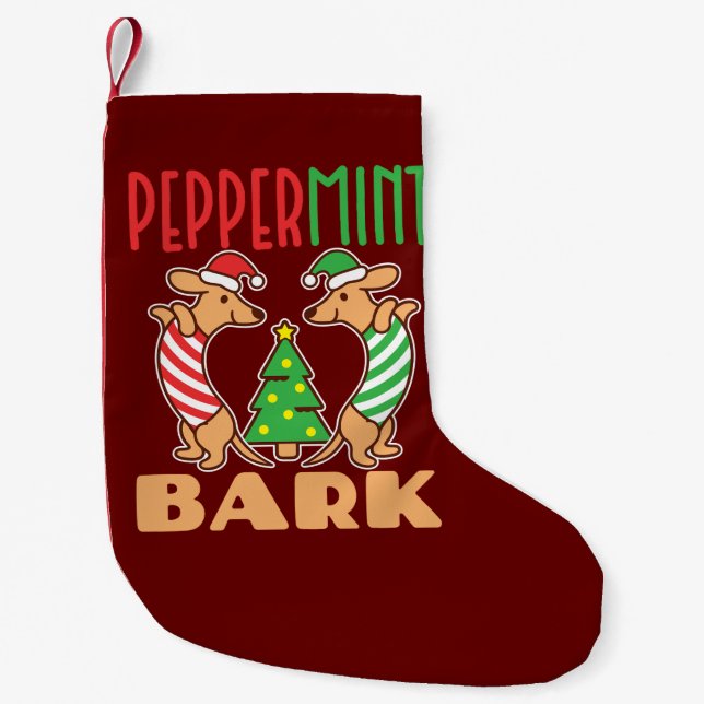 Petite Chaussette De Noël Peppermenthe Bark Christmas Dachshund Chien (Devant)