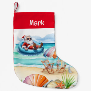Petite Chaussette De Noël Père Noël à la plage Noël d'été