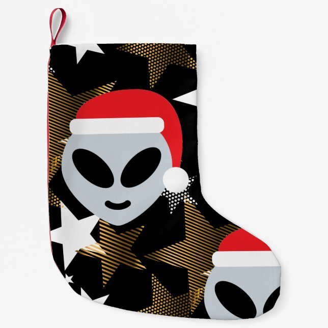 Petite Chaussette De Noël père Noël alien émoji noël stockage (Devant)