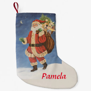 Petite Chaussette De Noël père Noël avec Bagful of Toys en peinture acryli