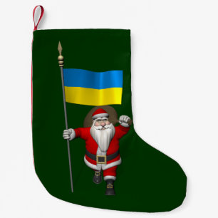 Petite Chaussette De Noël Père Noël Avec L'Enseigne De L'Ukraine