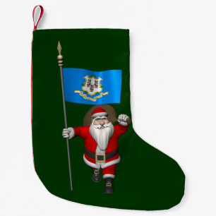 Petite Chaussette De Noël Père Noël avec l'enseigne du Connecticut