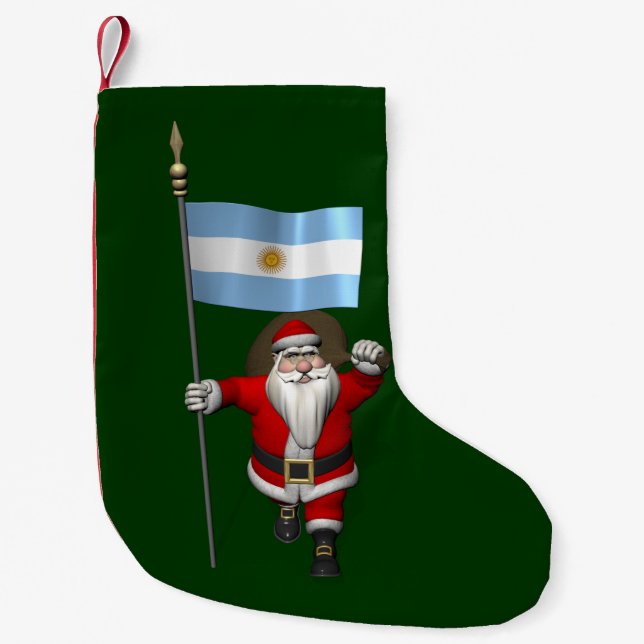 Petite Chaussette De Noël Père Noël Avec L'Ensigne D'Argentine (Devant)