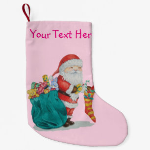 Petite Chaussette De Noël père Noël avec sac rempli de friandises pour No