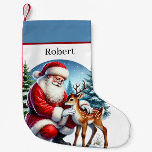 Petite Chaussette De Noël Père Noël de Noël festif et cerf ajouter un nom