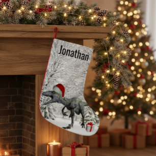 Petite Chaussette De Noël Père Noël dinosaure Raptor Vélociraptor Nom 