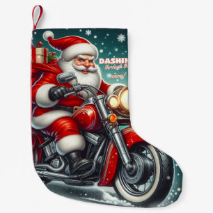 Petite Chaussette De Noël Père Noël en moto