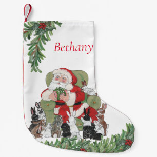 Petite Chaussette De Noël Père Noël et lapins de lapin mignon personnalis