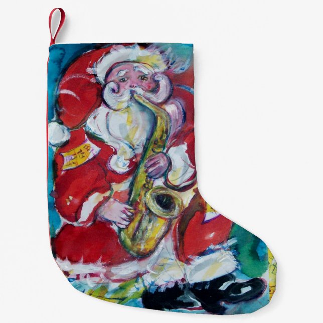 PETITE CHAUSSETTE DE NOËL PÈRE NOËL ET SAXO, FÊTE DE NOËL (Devant)