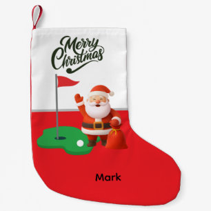 Petite Chaussette De Noël Père Noël golfeur avec Joyeux Noël