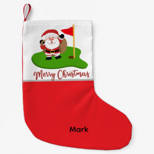 Petite Chaussette De Noël Père Noël golfeur avec Joyeux Noël