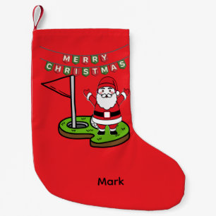Petite Chaussette De Noël Père Noël golfeur avec Joyeux Noël
