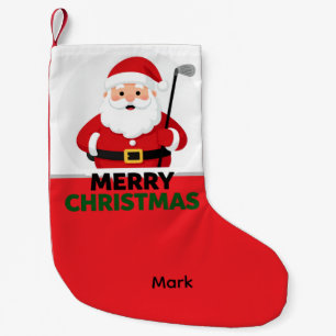 Petite Chaussette De Noël Père Noël golfeur avec Joyeux Noël