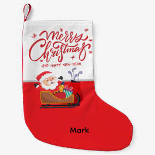 Petite Chaussette De Noël Père Noël golfeur avec Joyeux Noël