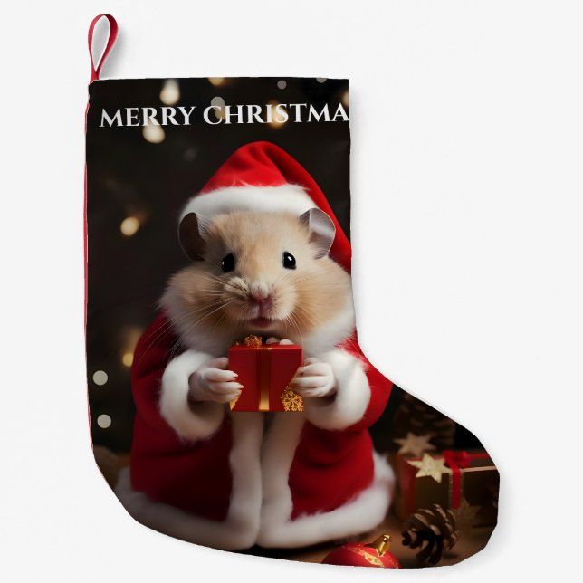 Petite Chaussette De Noël Père Noël Hamster Christmas Stocking (Devant)