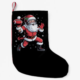 Petite Chaussette De Noël Père Noël Jouant au football américain Noël