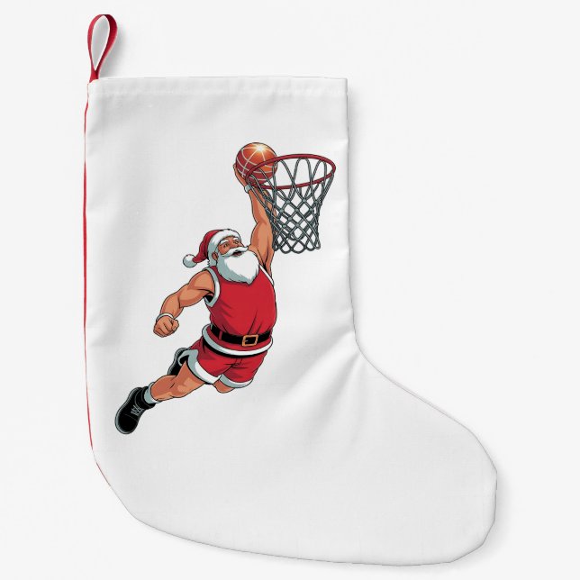 Petite Chaussette De Noël Père Noël Jouer au basket-ball Noël Amateurs de sp (Devant)