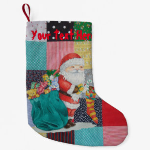 Petite Chaussette De Noël père Noël mignonne livrant des pressies patchwor