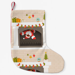 Petite Chaussette De Noël père Noël noire coincée dans la cheminée stockage 