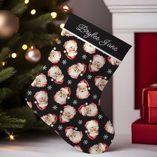 Petite Chaussette De Noël Père Noël Rétro Vintage Noir Personnalisé