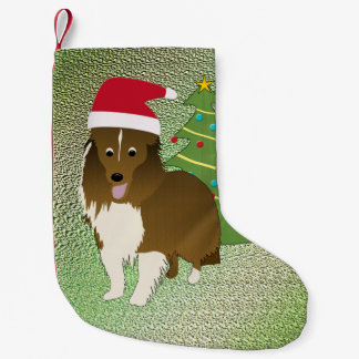Petite Chaussette De Noël Père Noël Shetland Sheepdog