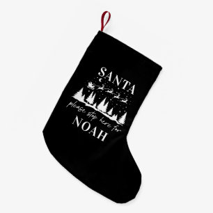 Petite Chaussette De Noël Père Noël s'il vous plaît arrêtez ici pour Noël ar