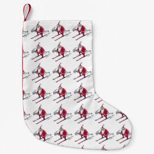 Petite Chaussette De Noël Père Noël Skiing beaucoup Santas Noël bas petit